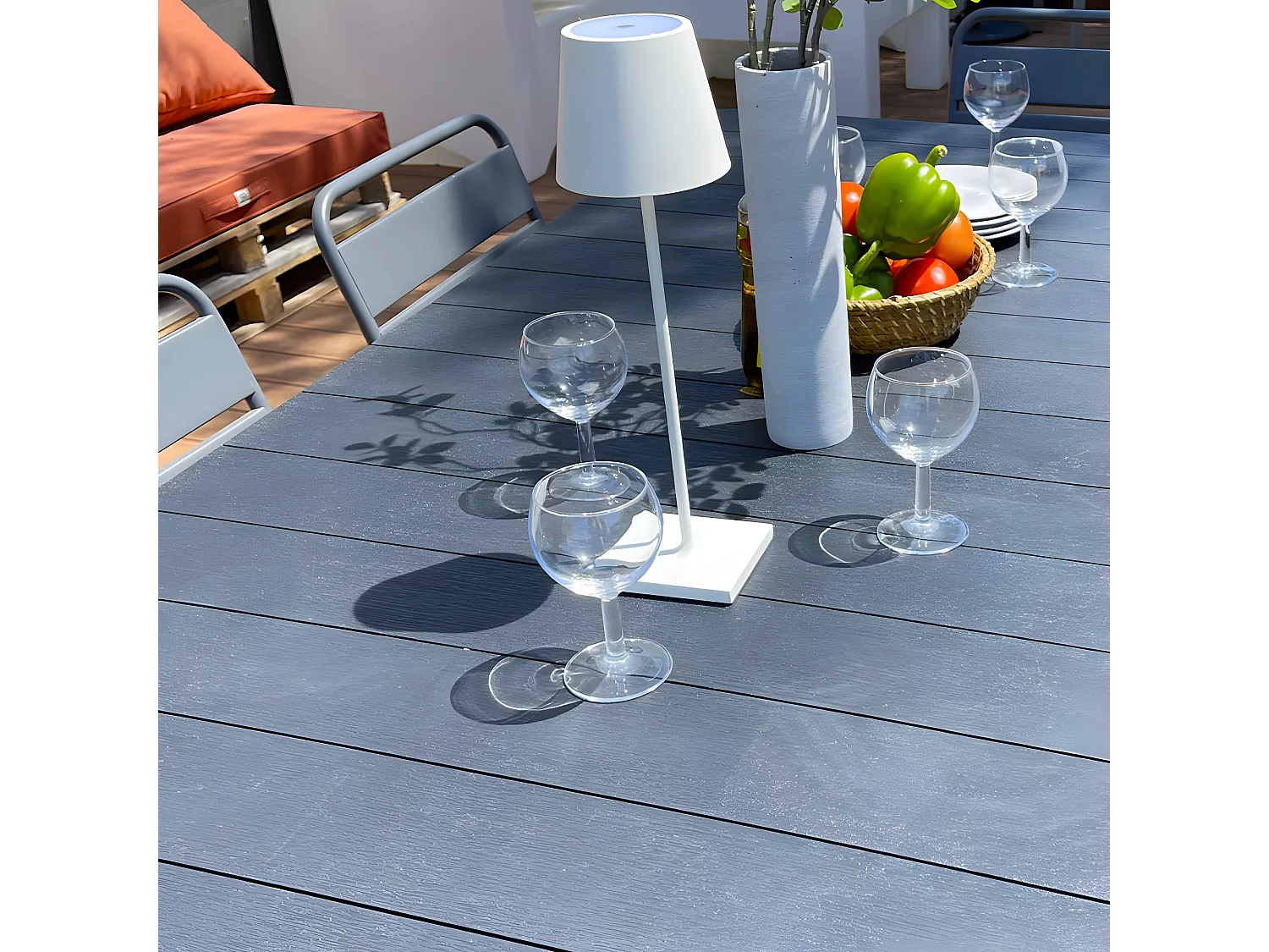 Table de jardin 6 places BELIZE Gris Résine 168 x 98 cm