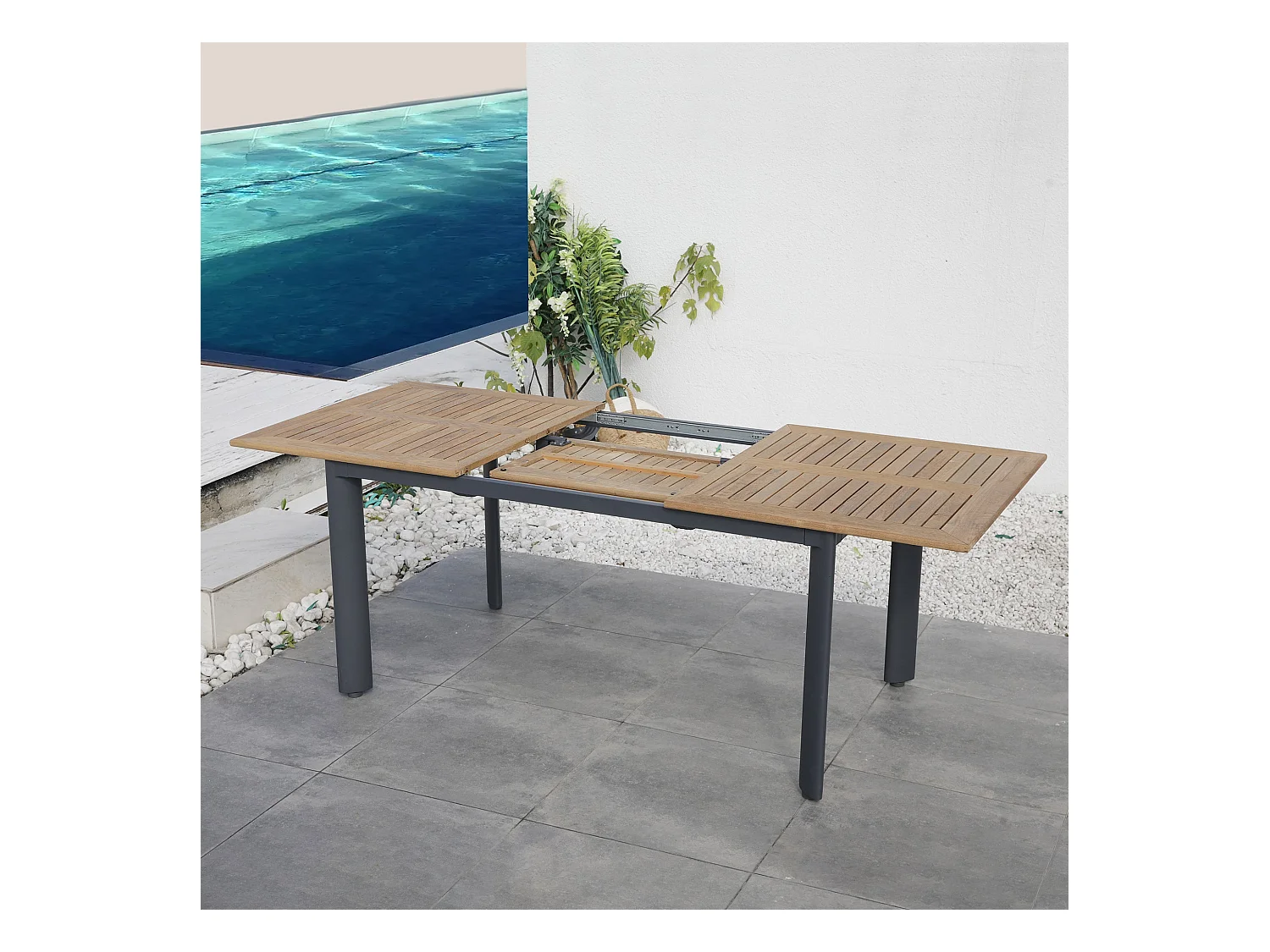 Table de jardin extensible BRASILIA Gris Aluminium 152/210 x 90 x 74,5CM