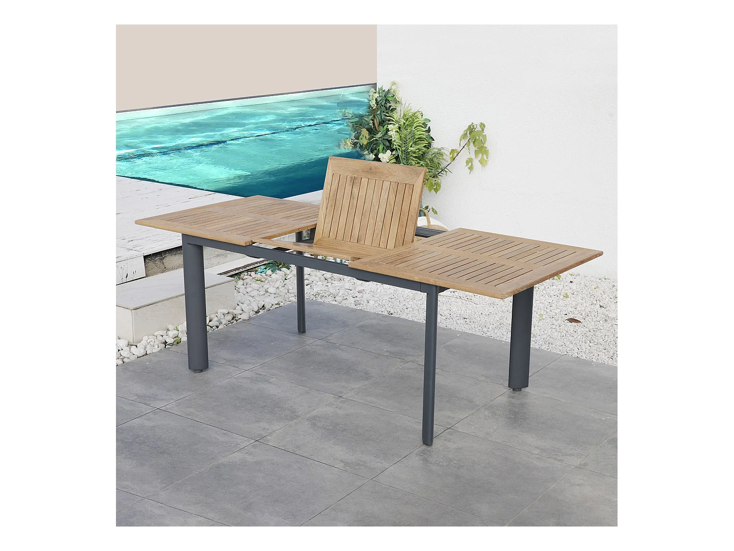 Table de jardin extensible BRASILIA Gris Aluminium 152/210 x 90 x 74,5CM