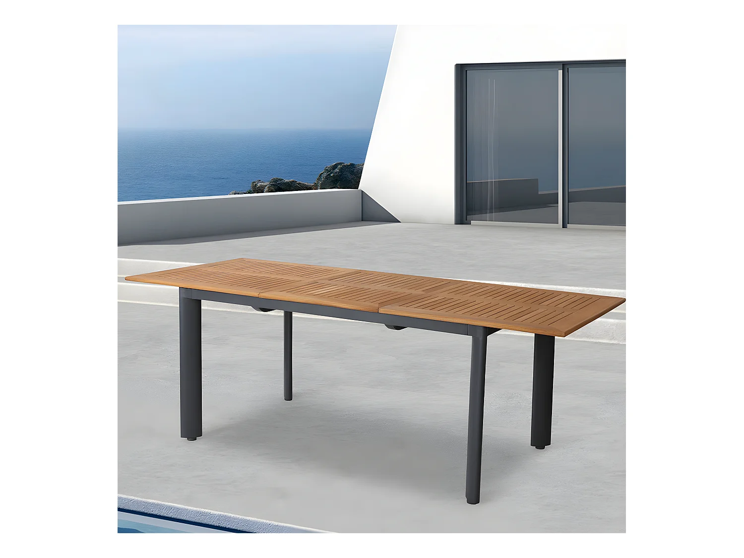 Table de jardin extensible BRASILIA Gris Aluminium 152/210 x 90 x 74,5CM