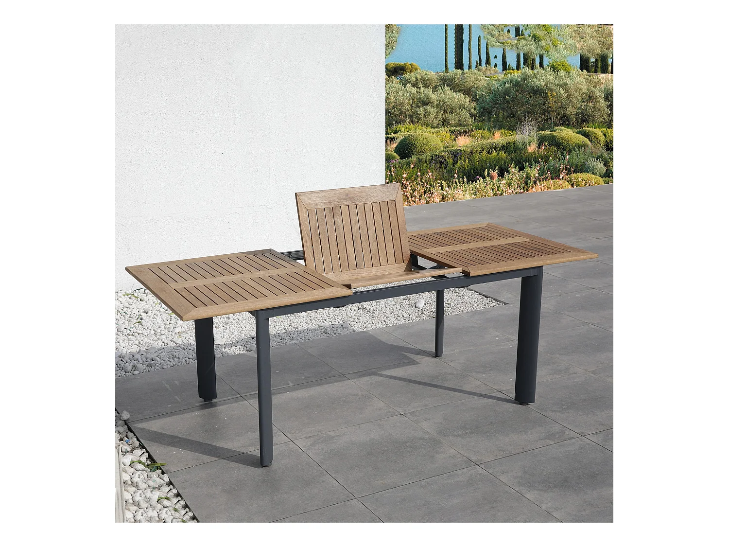 Table de jardin extensible BRASILIA Gris Aluminium 152/210 x 90 x 74,5CM