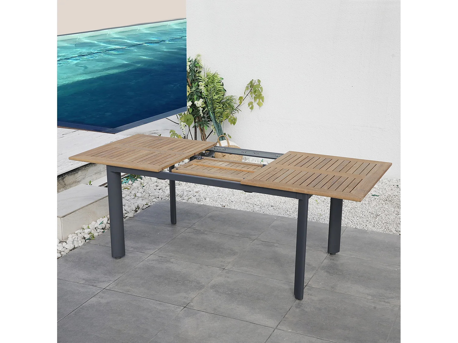 Table de jardin extensible BRASILIA Gris Aluminium 152/210 x 90 x 74,5CM