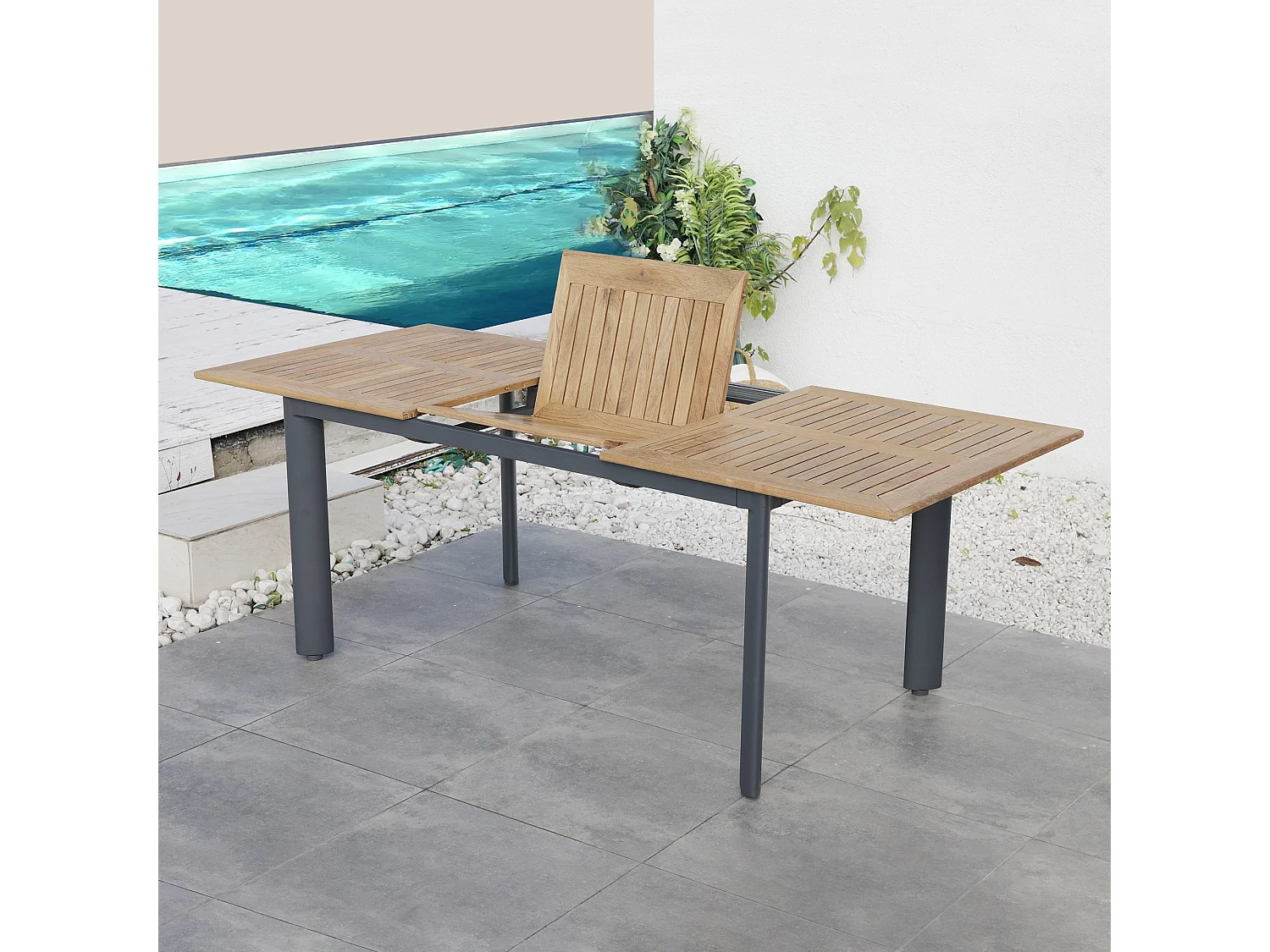 Table de jardin extensible BRASILIA Gris Aluminium 152/210 x 90 x 74,5CM