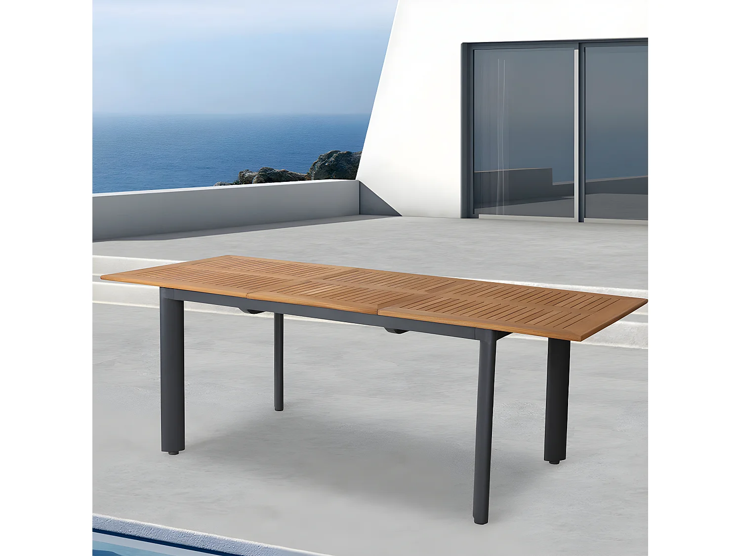 Table de jardin extensible BRASILIA Gris Aluminium 152/210 x 90 x 74,5CM