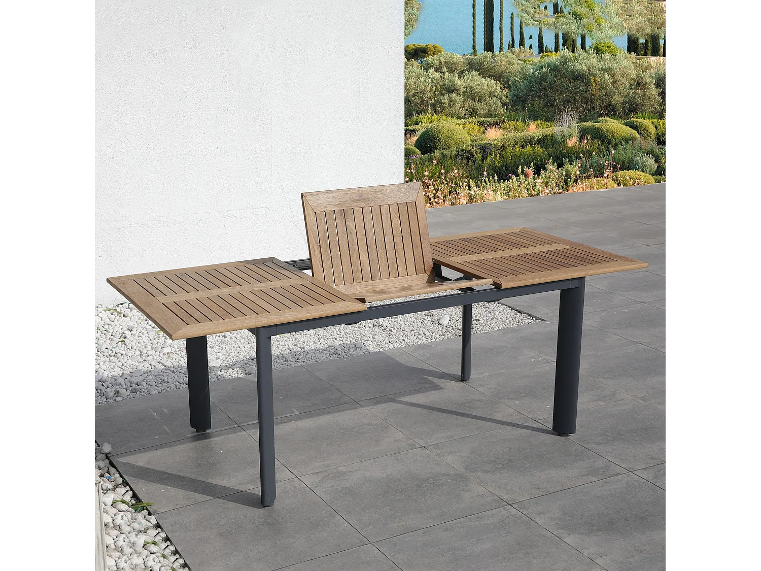 Table de jardin extensible BRASILIA Gris Aluminium 152/210 x 90 x 74,5CM