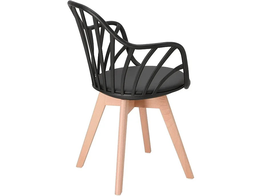 KAYELLES Silla con barrotes, reposabrazos y cojín BOLD+ (Negro)