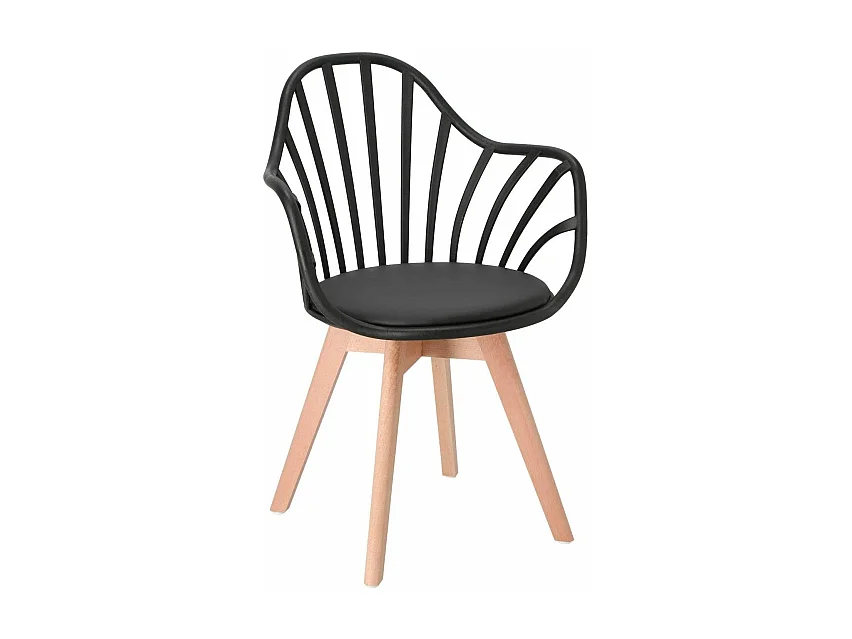 Chaise à barreaux accoudoir et coussin BOLD+ (Noir)