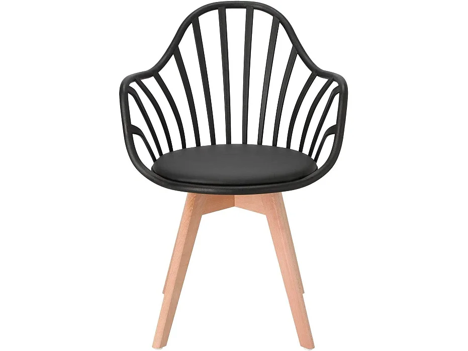KAYELLES Silla con barrotes, reposabrazos y cojín BOLD+ (Negro)