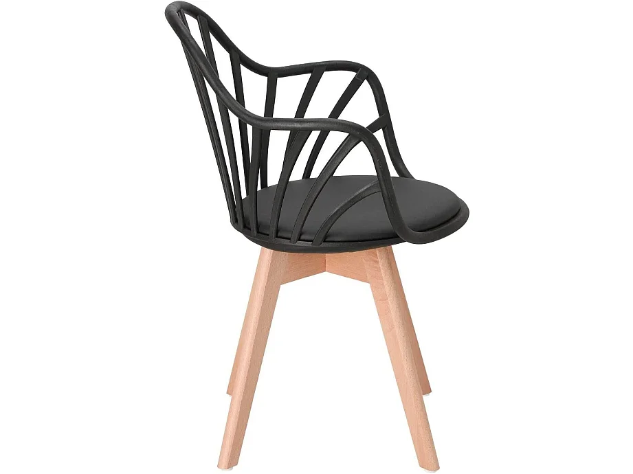 KAYELLES Silla con barrotes, reposabrazos y cojín BOLD+ (Negro)
