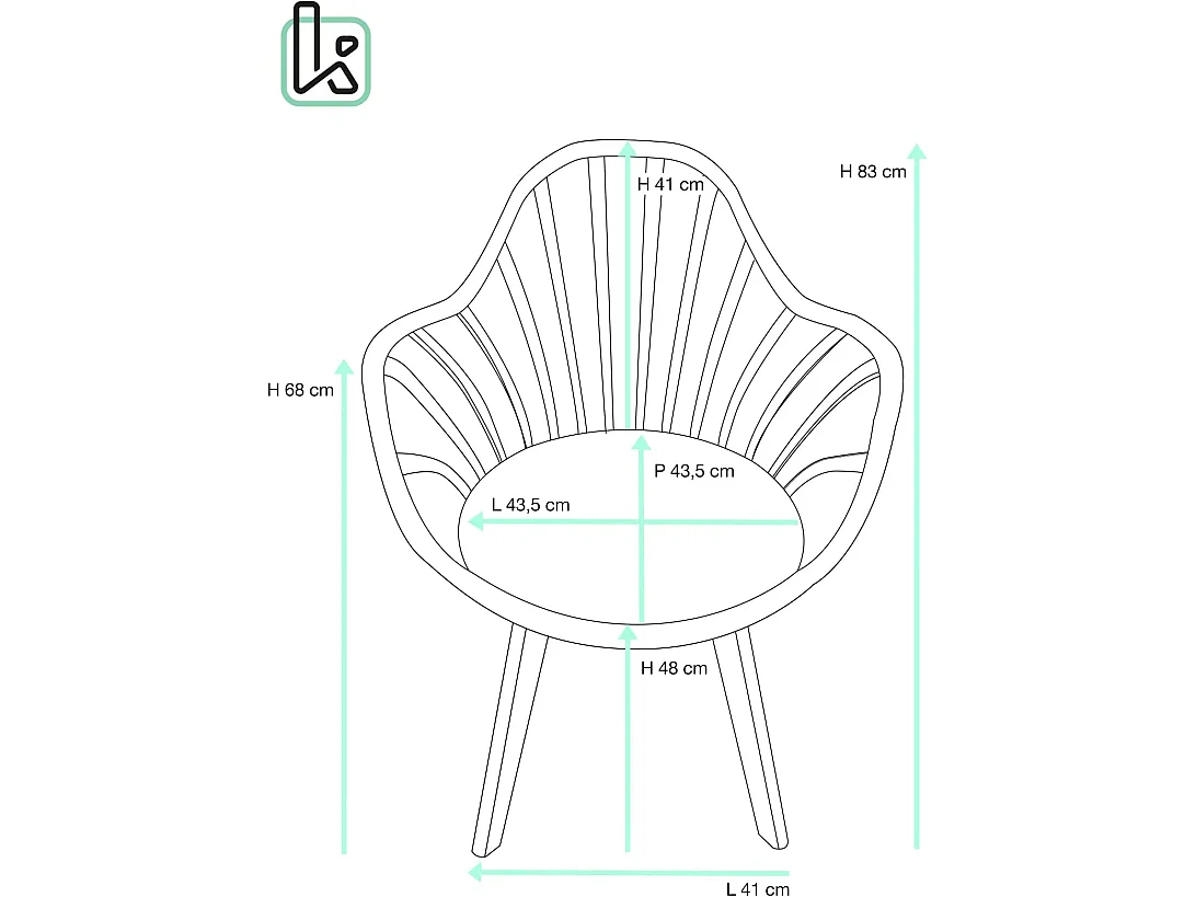 KAYELLES Silla con barrotes, reposabrazos y cojín BOLD+ (Negro)