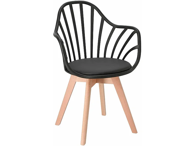 Chaise à barreaux accoudoir et coussin BOLD+ (Noir)