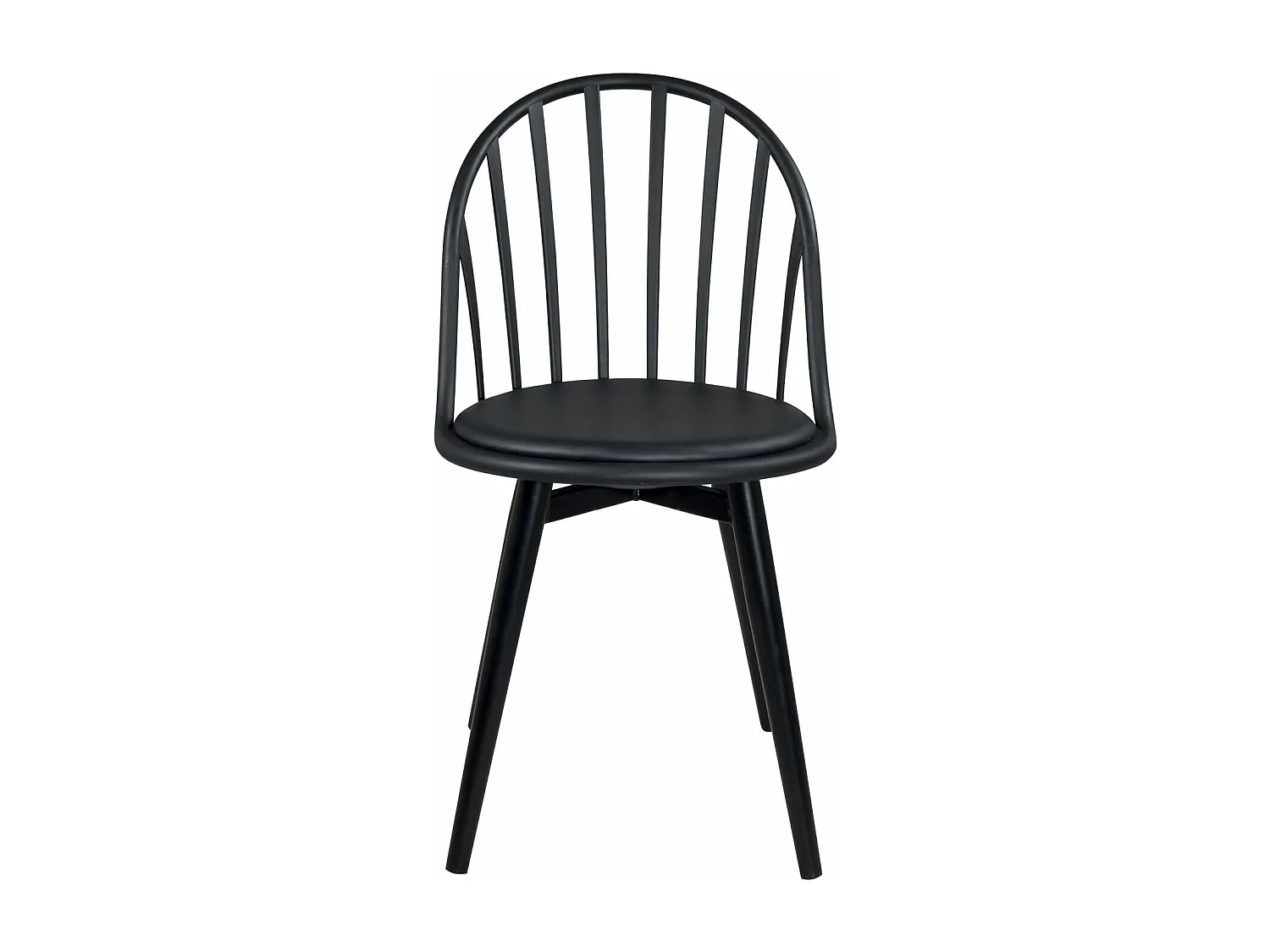 Lot 2 chaises de cuisine à barreaux  coussin simili cuir pieds métal BOLD (Noir)