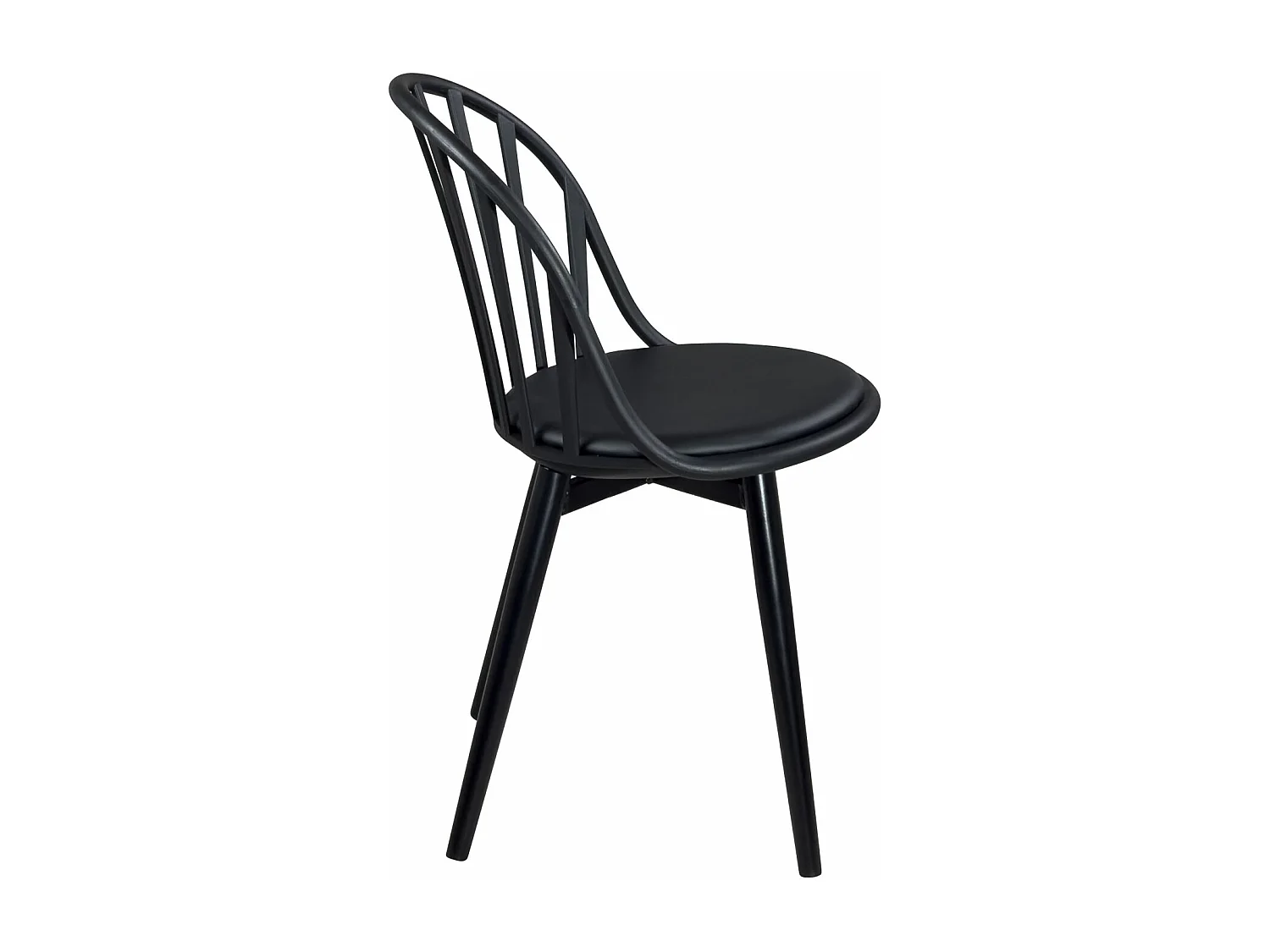 Lot 2 chaises de cuisine à barreaux  coussin simili cuir pieds métal BOLD (Noir)