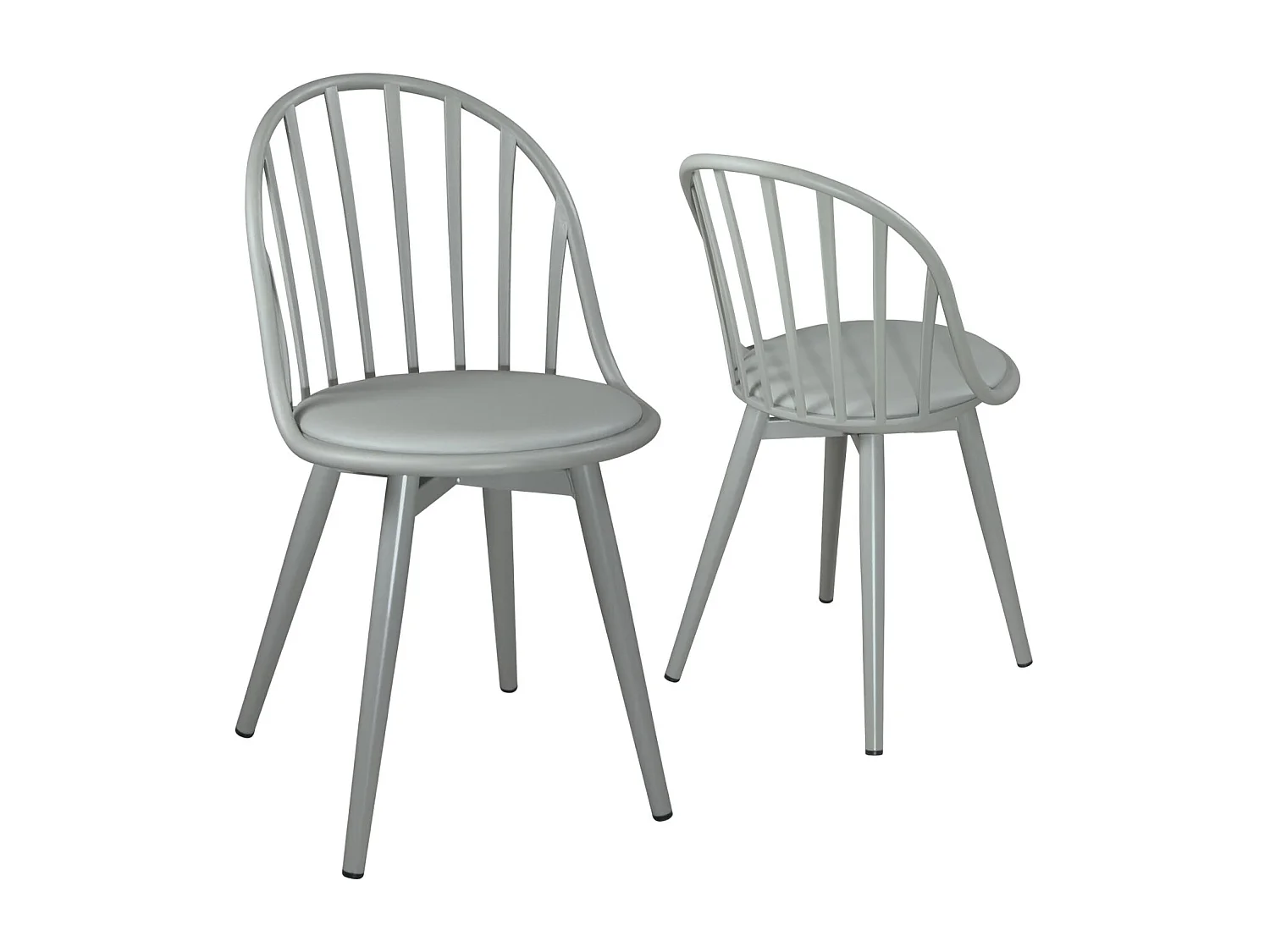 Set van 2 keukenstoelen met spijlen kussen simili leder metalen poten BOLD (Grijs)