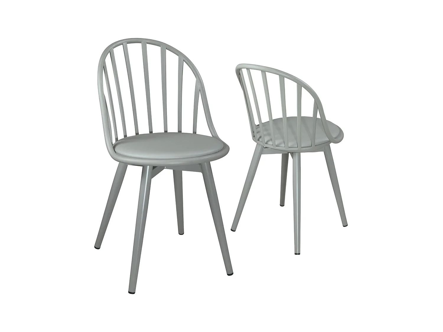 Lot 2 chaises de cuisine à barreaux  coussin simili cuir pieds métal BOLD (Gris)