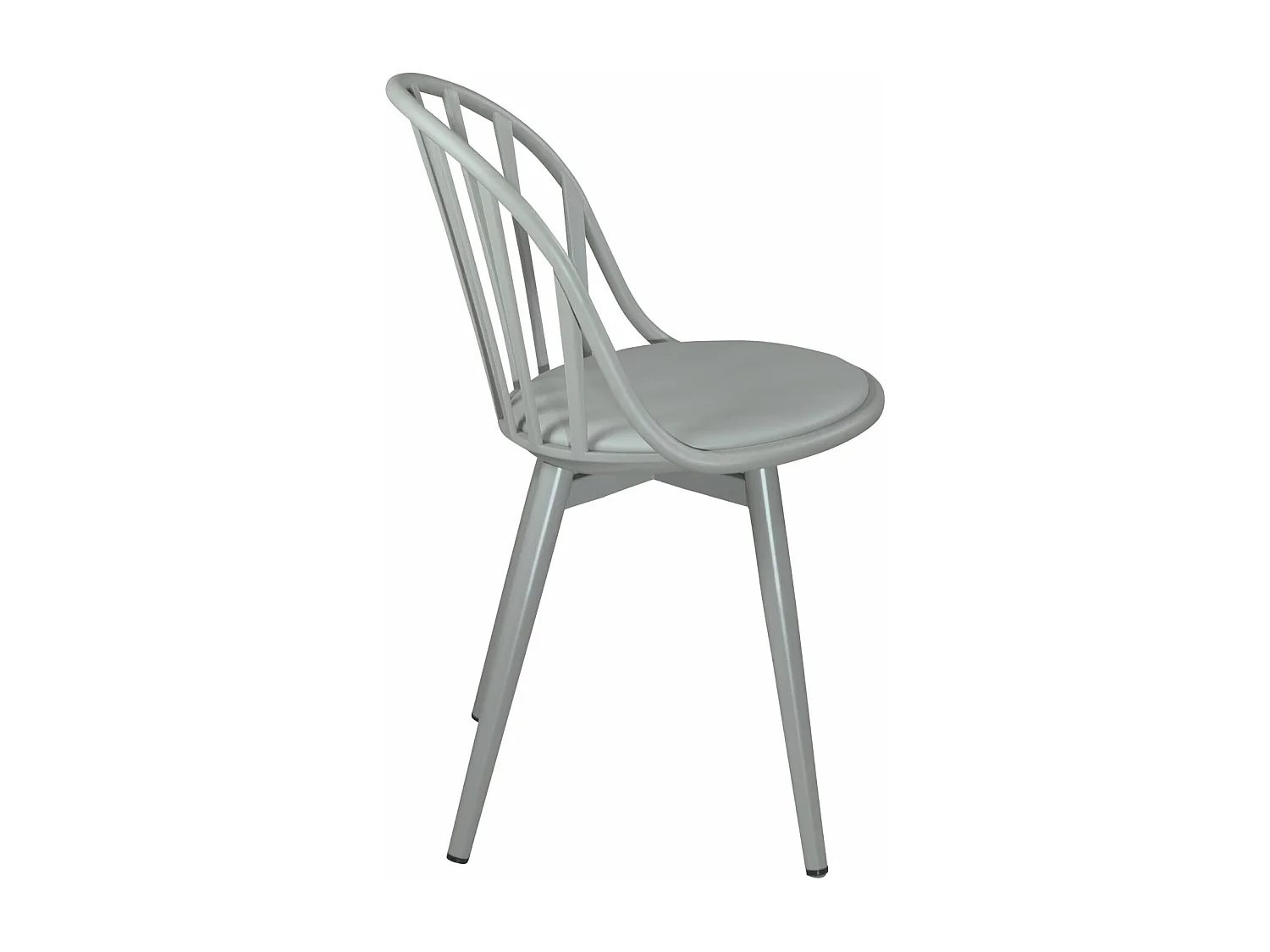 Lot 2 chaises de cuisine à barreaux  coussin simili cuir pieds métal BOLD (Gris)