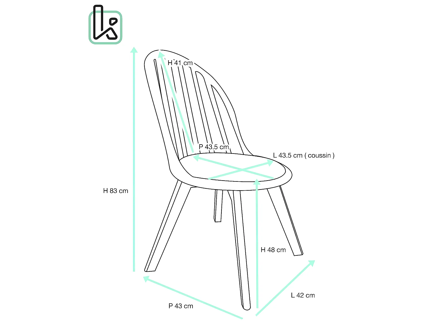 Lot 2 chaises bistrot à barreaux scandinaves coussin simili cuir pieds bois clair BOLD (Blanc)