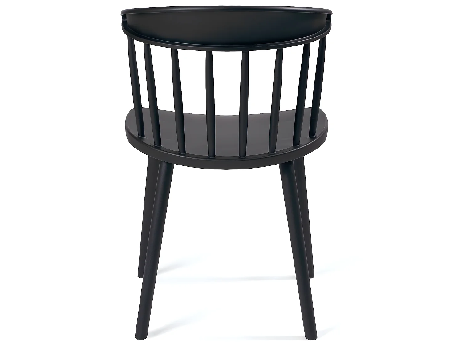 Lote de 2 sillas de cocina negras con respaldo de estilo Windsor occidental, asiento de plástico flexible con respaldo envolvente DIA (Negro)