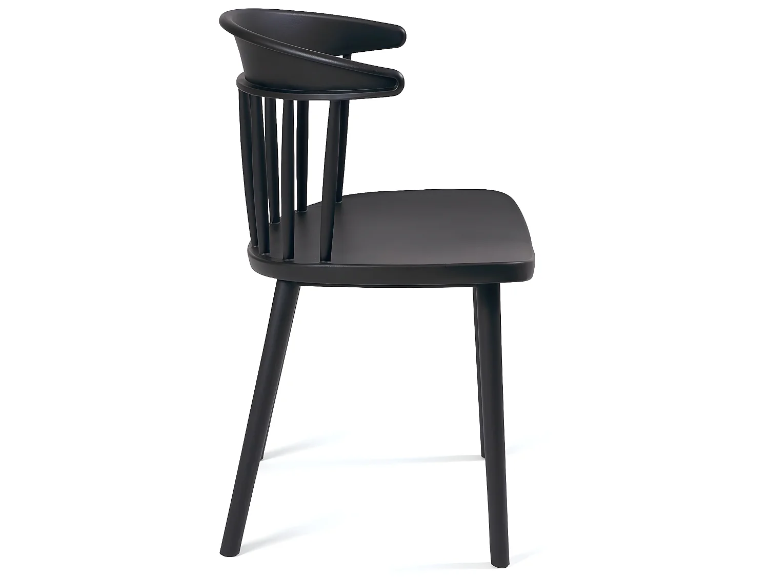 Lot 2 chaises de cuisine plastique à barreaux style windsor - western DIA (Noir)