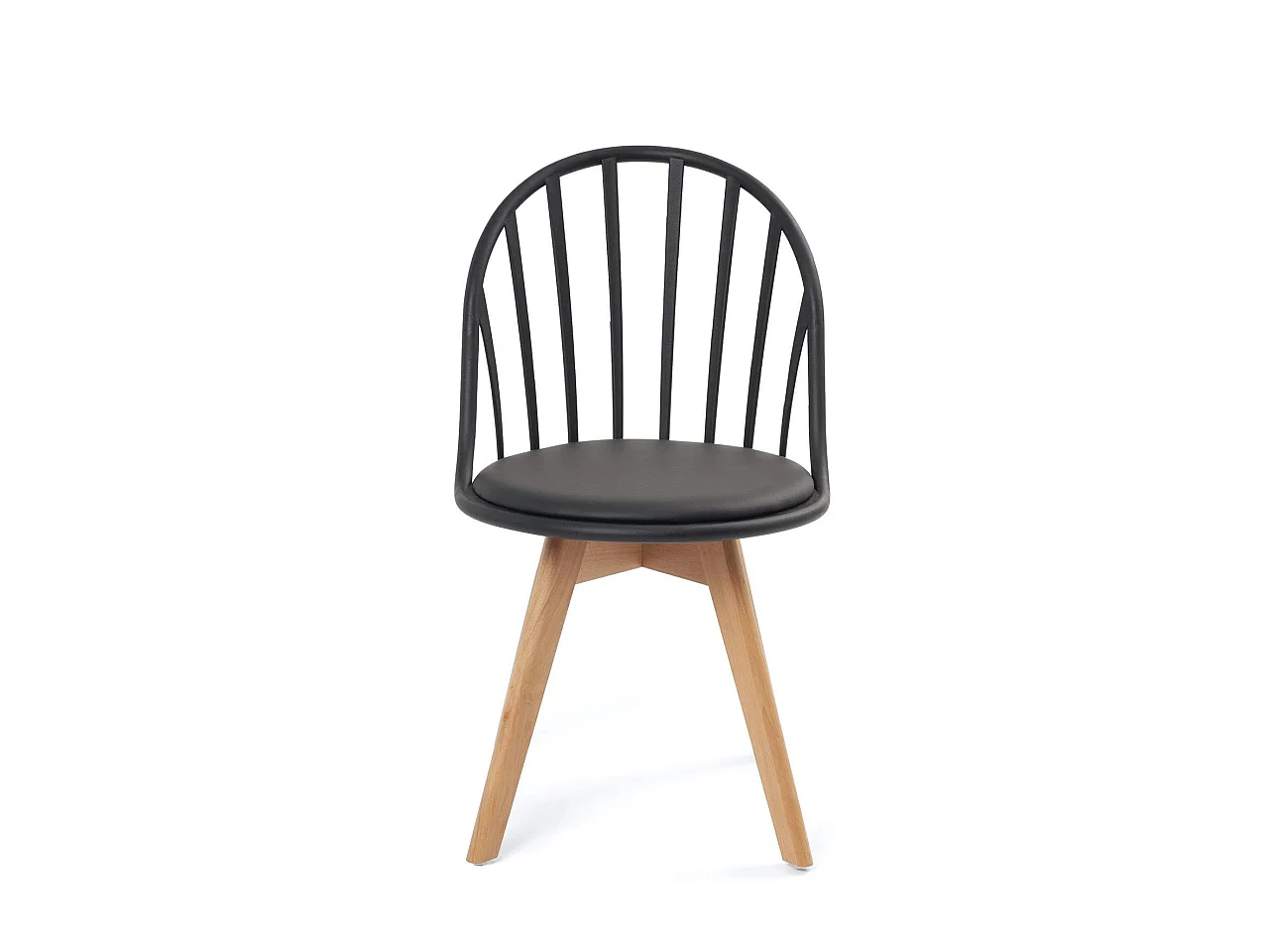 Juego de 2 sillas de bistró con diseño escandinavo. Asiento con cojín de cuero sintético acolchado, patas de madera de haya clara BOLD (negro)