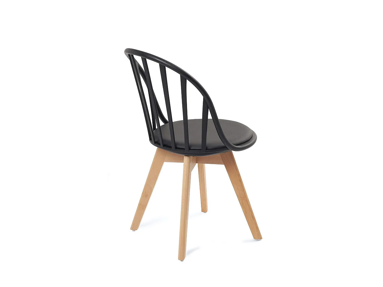 Juego de 2 sillas de bistró con diseño escandinavo. Asiento con cojín de cuero sintético acolchado, patas de madera de haya clara BOLD (negro)