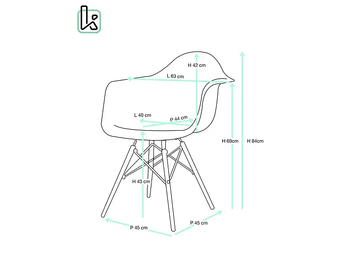 Lot 2 fauteuils scandinaves sièges plastique noir pieds bois et chrome NEPAL (Noir)
