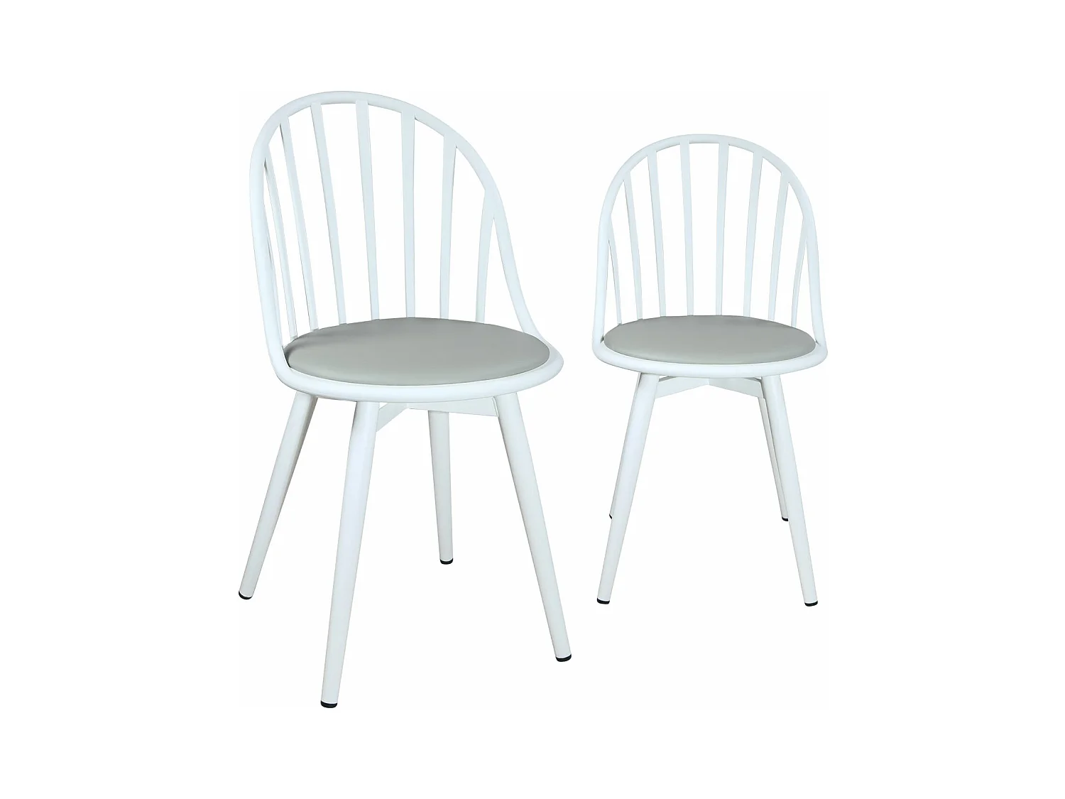 Lot 2 chaises de cuisine à barreaux  coussin simili cuir pieds métal BOLD (Blanc-gris)