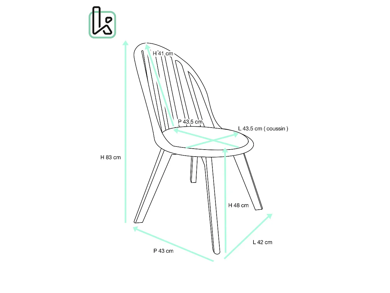 Lot 2 chaises bistrot à barreaux scandinaves coussin simili cuir pieds bois clair BOLD (Blanc gris)