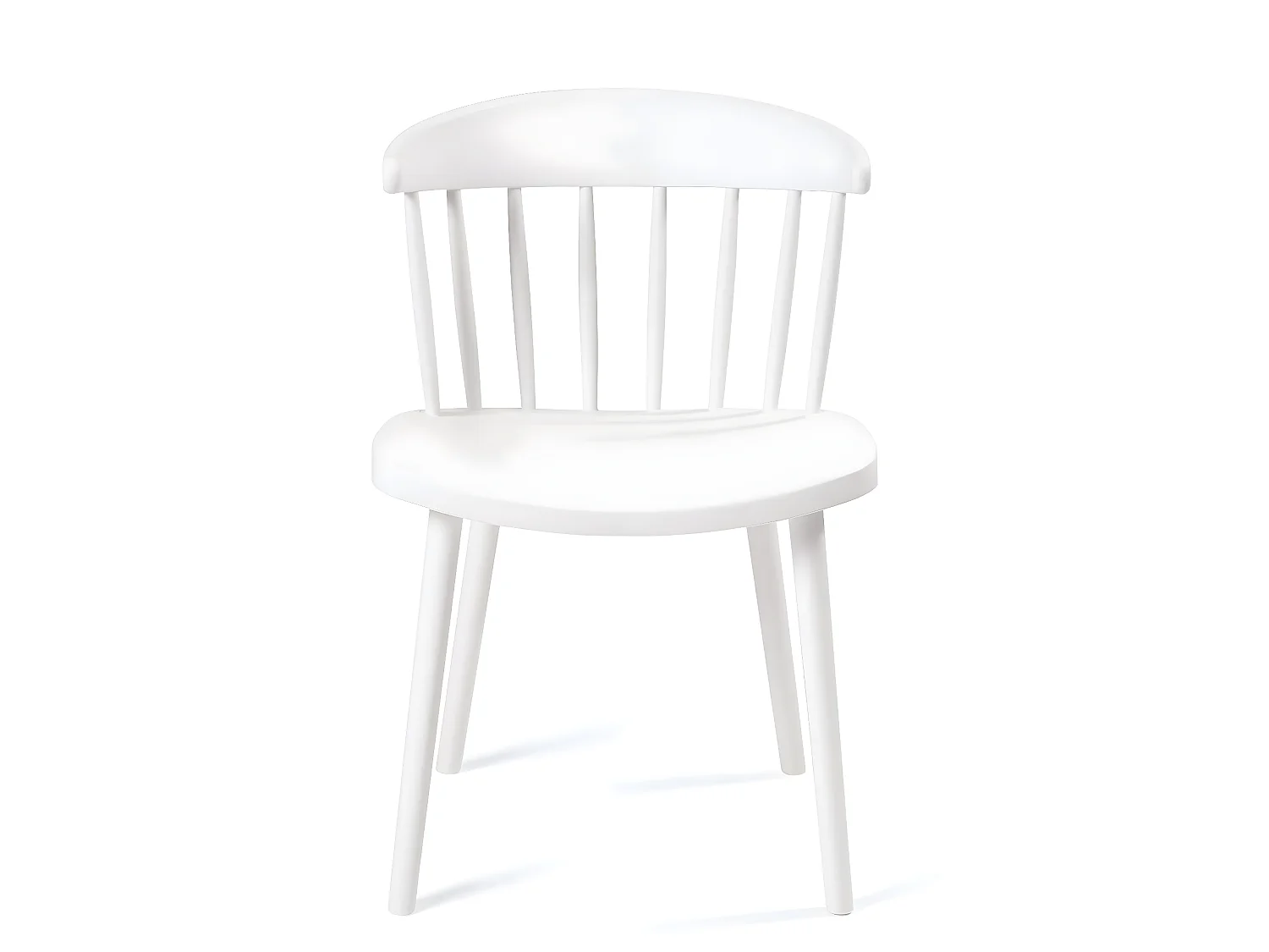 Lote de 2 sillas de cocina blancas con respaldo de estilo Windsor occidental, asiento de plástico flexible con respaldo envolvente DIA (Blanco)