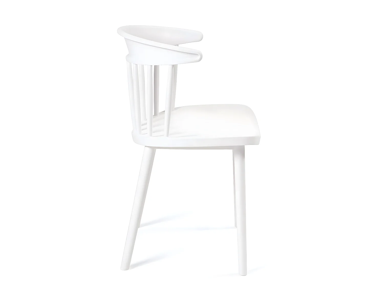 Lote de 2 sillas de cocina blancas con respaldo de estilo Windsor occidental, asiento de plástico flexible con respaldo envolvente DIA (Blanco)