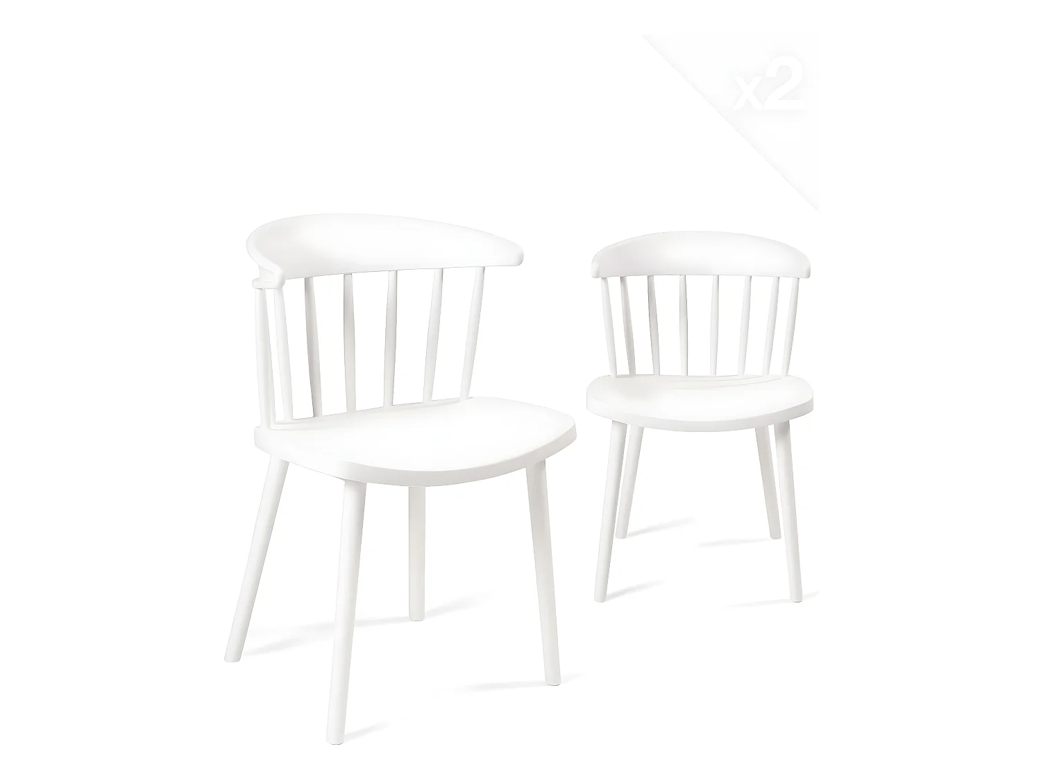 Lot 2 chaises de cuisine plastique à barreaux style windsor - western DIA (Blanc)