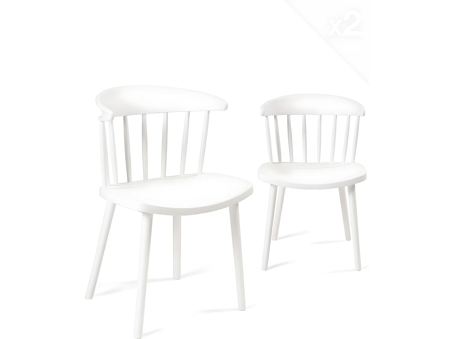Lot 2 chaises de cuisine plastique à barreaux style windsor - western DIA (Blanc)