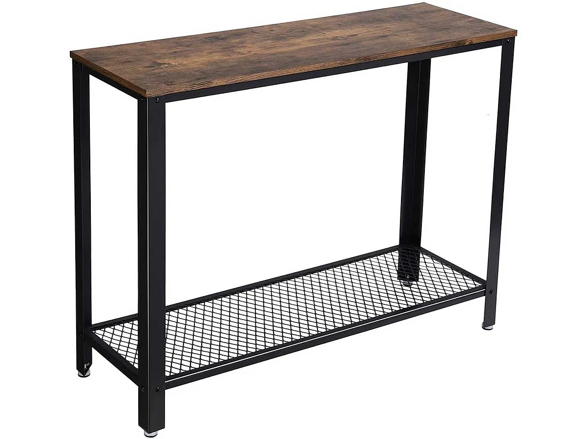 Table Console MADISON Table d'entrée Bout de Canapé Style Industriel Étagère en Treillis 100x35x80cm Couloir Entrée Salon Marron Rustique/Noir