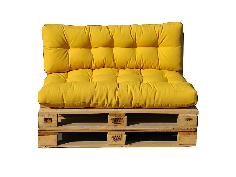 Set 2 coussins d'extérieur haute densité pour palette RIOU Moutarde