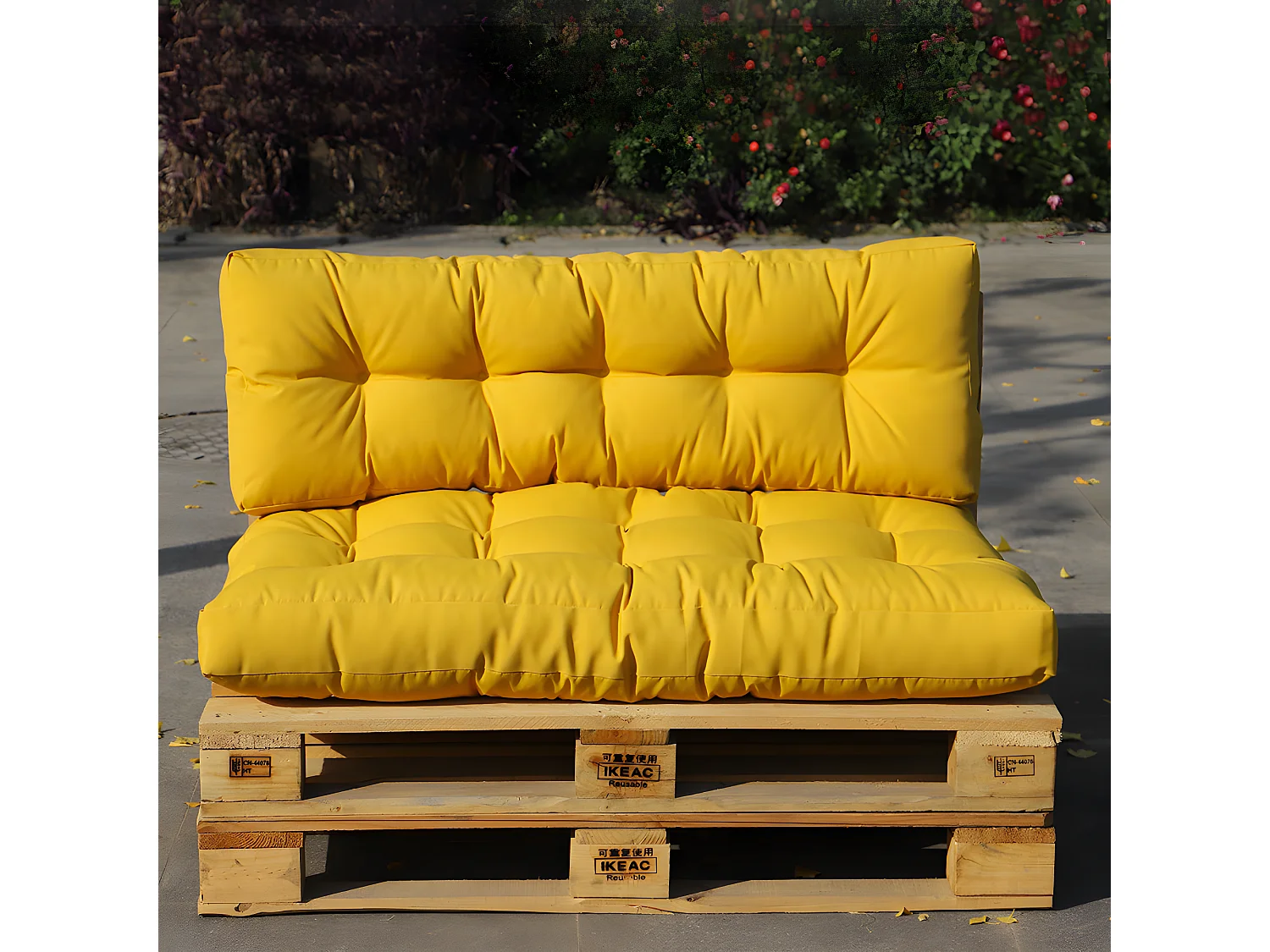 Set 2 coussins d'extérieur haute densité pour palette RIOU Moutarde