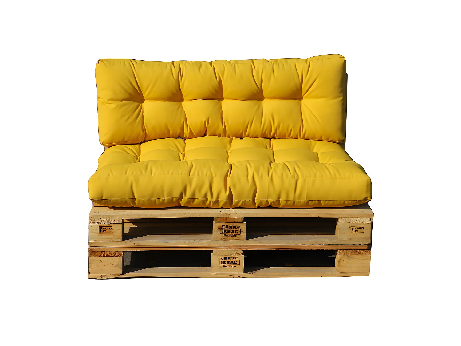Set 2 coussins d'extérieur haute densité pour palette RIOU Moutarde
