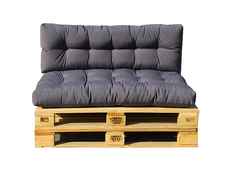 Set 2 coussins d'extérieur haute densité pour palette RIOU Gris anthracite