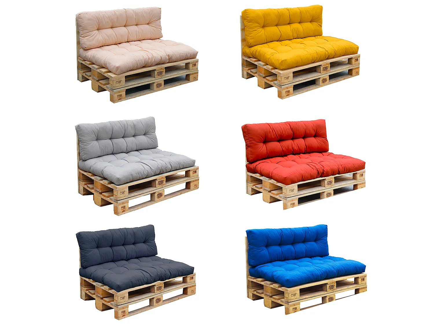 Set 2 coussins d'extérieur haute densité pour palette RIOU Gris anthracite