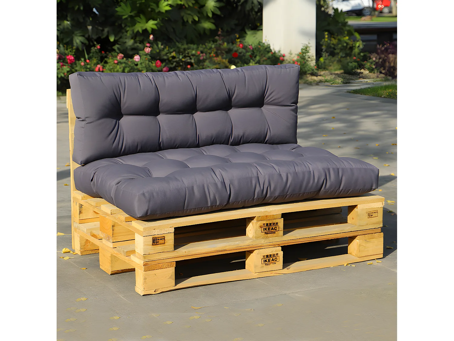 Set 2 coussins d'extérieur haute densité pour palette RIOU Gris anthracite