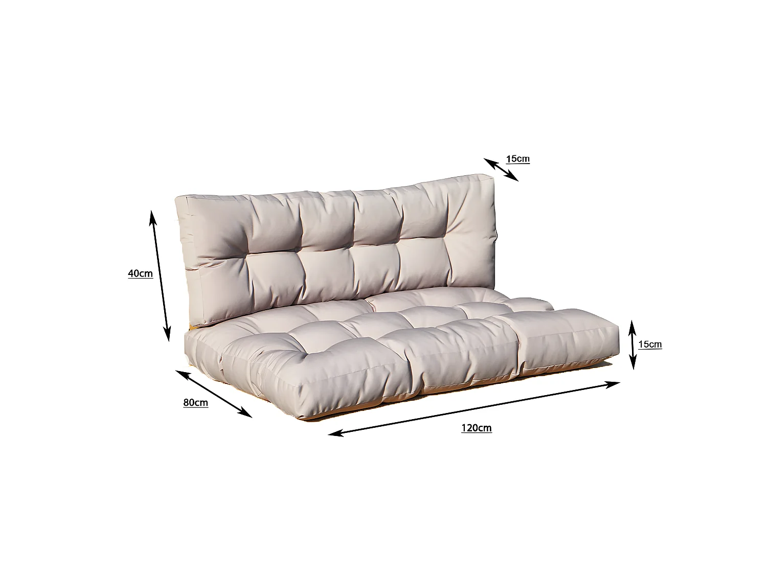 Set 2 coussins d'extérieur haute densité pour palette RIOU Taupe