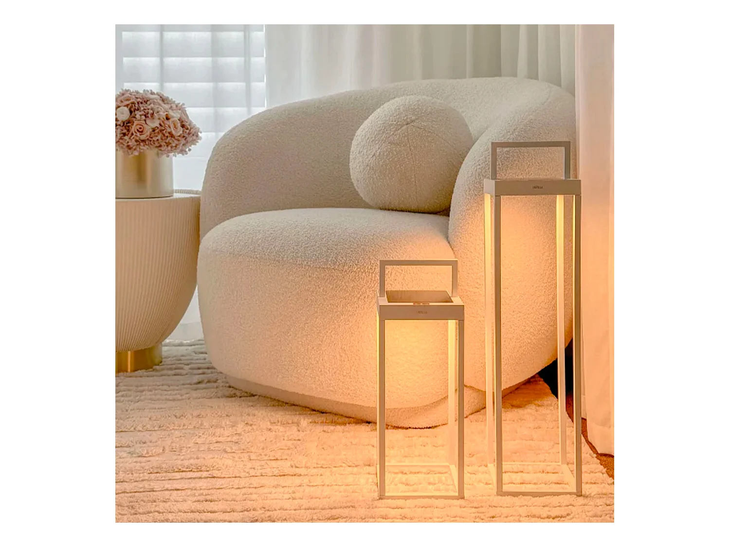 Lanterne solaire chic HYDRA Blanc Aluminium H50cm
