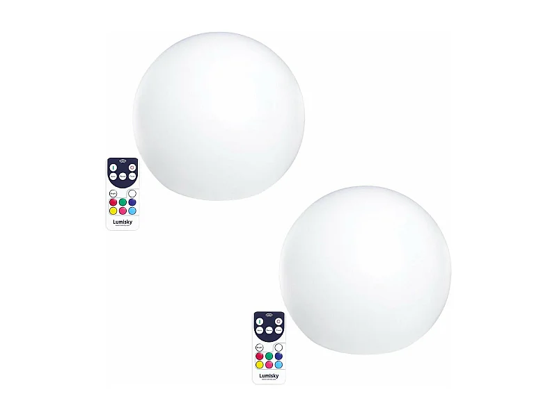 Lot de 2 boules lumineuses sans fil LED BOBBY Blanc Polyéthylène D30CM