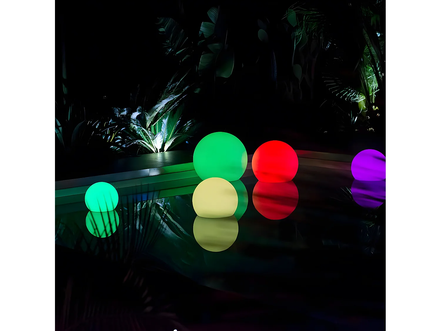 Lot de 2 boules lumineuses sans fil LED BOBBY Blanc Polyéthylène D30CM