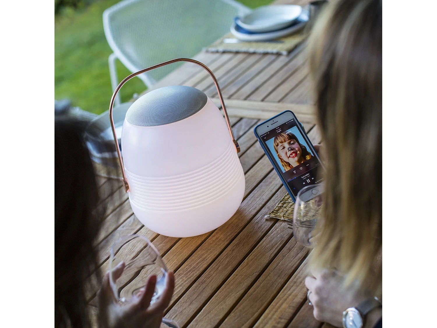 Lampe enceinte bluetooth BOB STATION Blanc Cuivre 10W