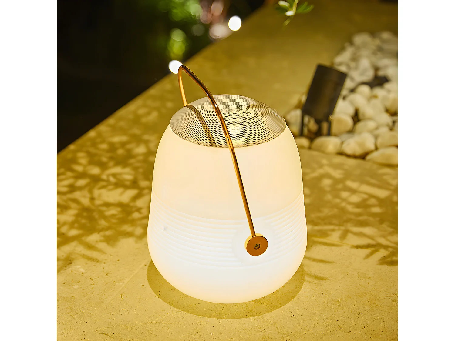 Lampe enceinte bluetooth BOB STATION Blanc Cuivre 10W