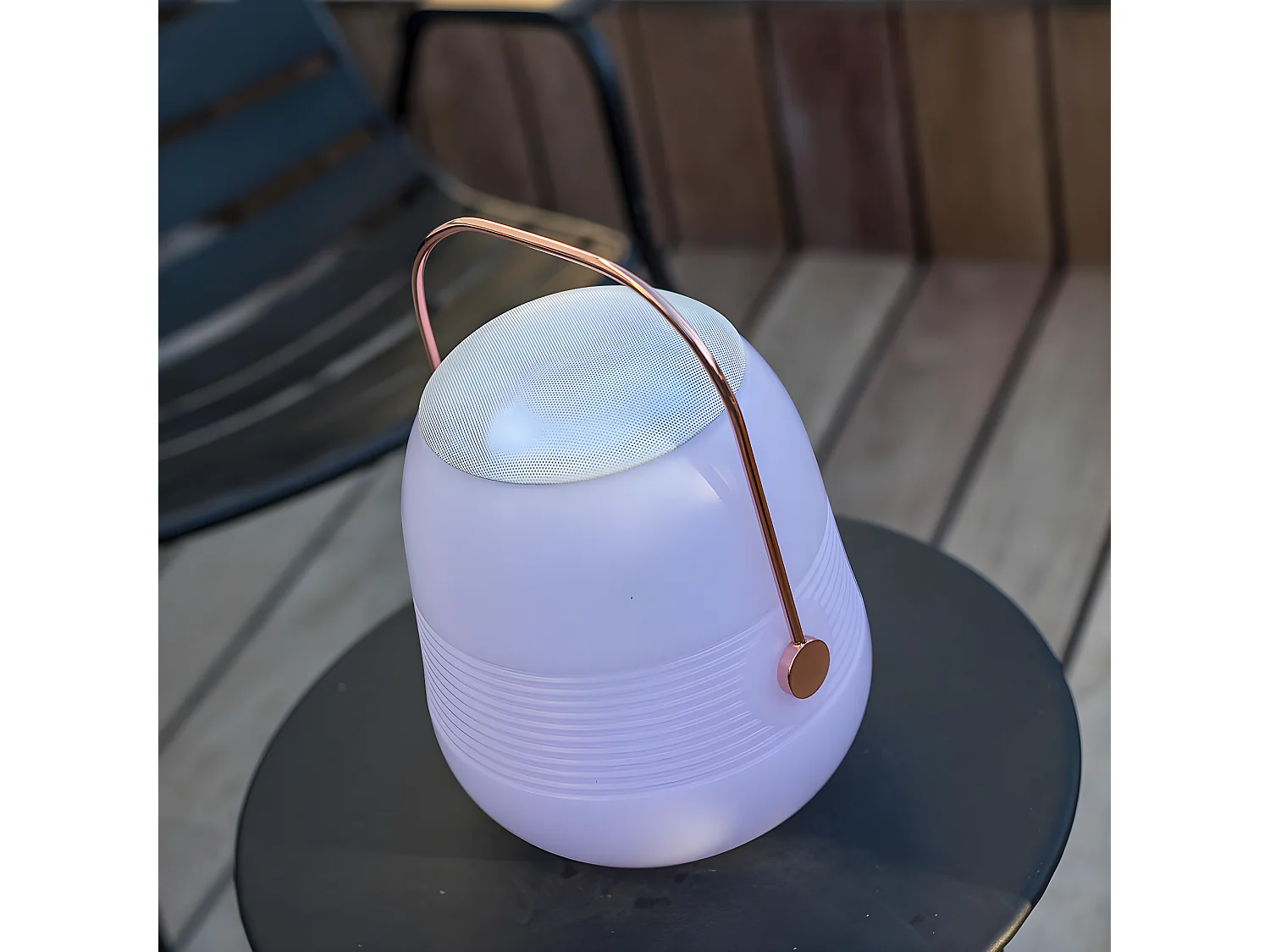 Lampe enceinte bluetooth BOB STATION Blanc Cuivre 10W