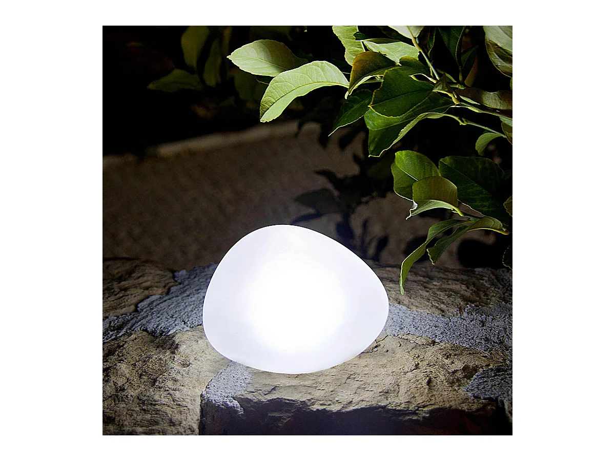 Lampe solaire décorative galet SOLENZARA Transparent Verre D16cm