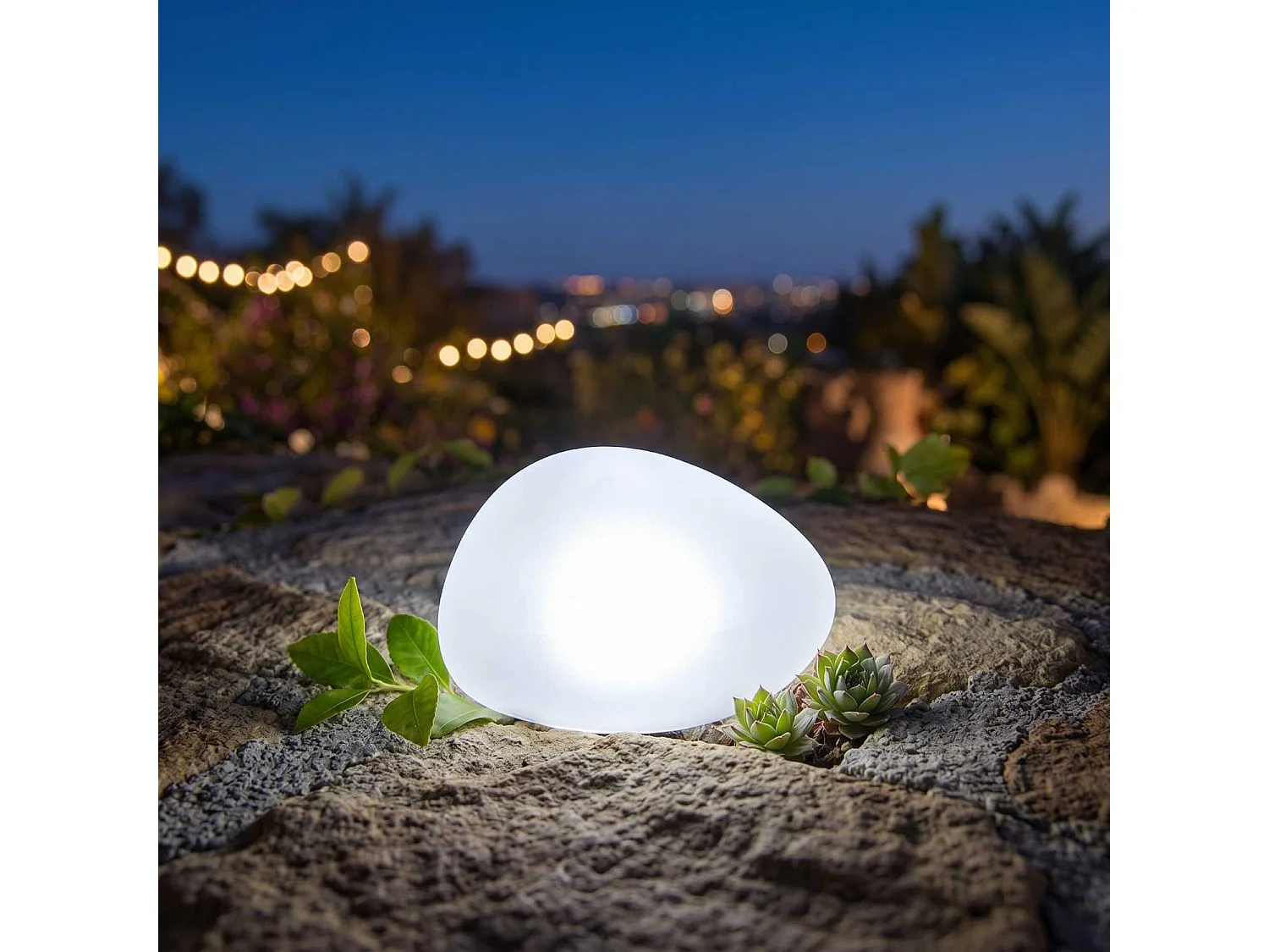 Décoration lumineuse solaire galet SOLENZARA D16cm