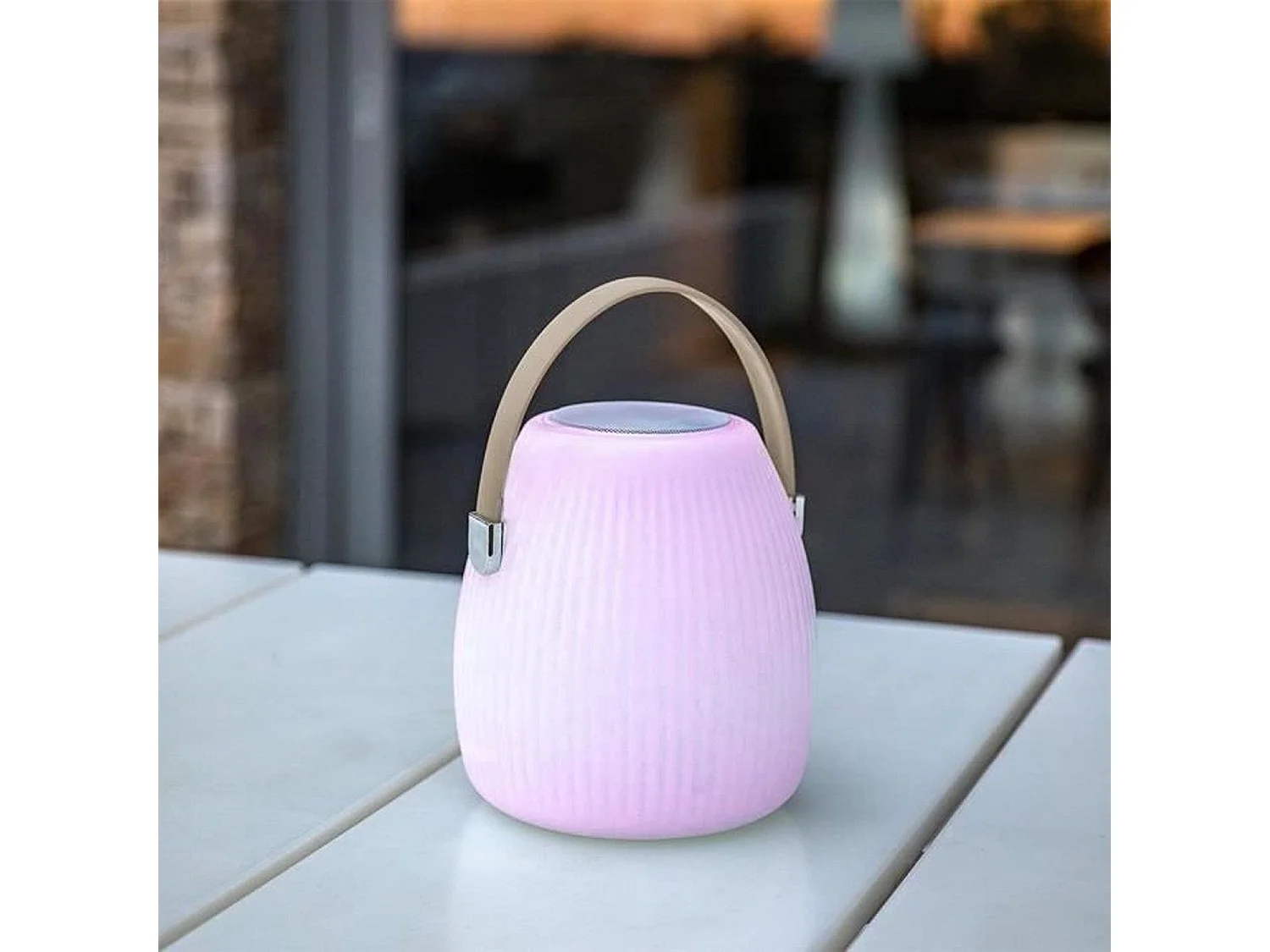 Przenośna lampa głośnik Bluetooth MINI MAY PLAY 23 cm, wielokolorowe LED, 10h pracy, IP44, pilot w zestawie