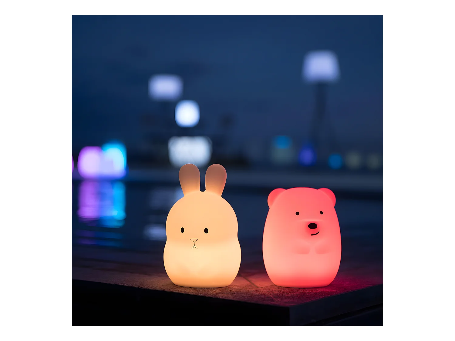 Veilleuse bébé ours sans fil touch LED TEDDY Blanc Silicone H19CM